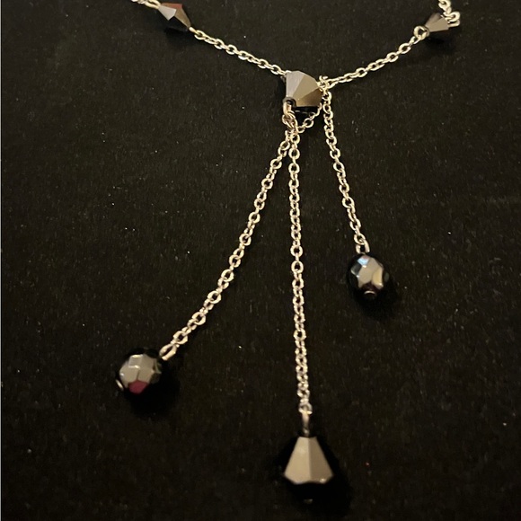 White House Black Market Black Beaded Dark Tone Chain Necklace - Picture 3 of 17